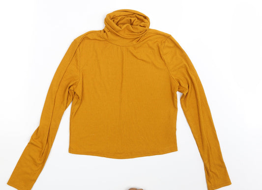 SheIn Womens Yellow  Rayon Pullover Sweatshirt Size L