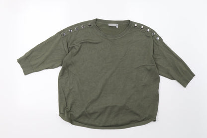Fransa Womens Green   Pullover Sweatshirt Size L