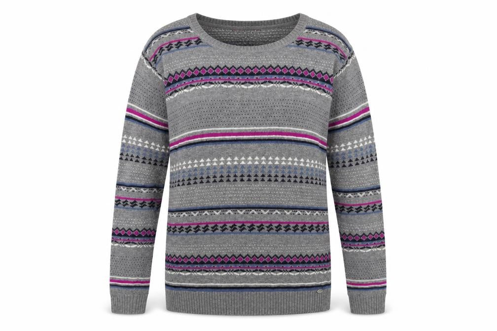 EDC Womens Grey Geometric Knit Pullover Sweatshirt Size M