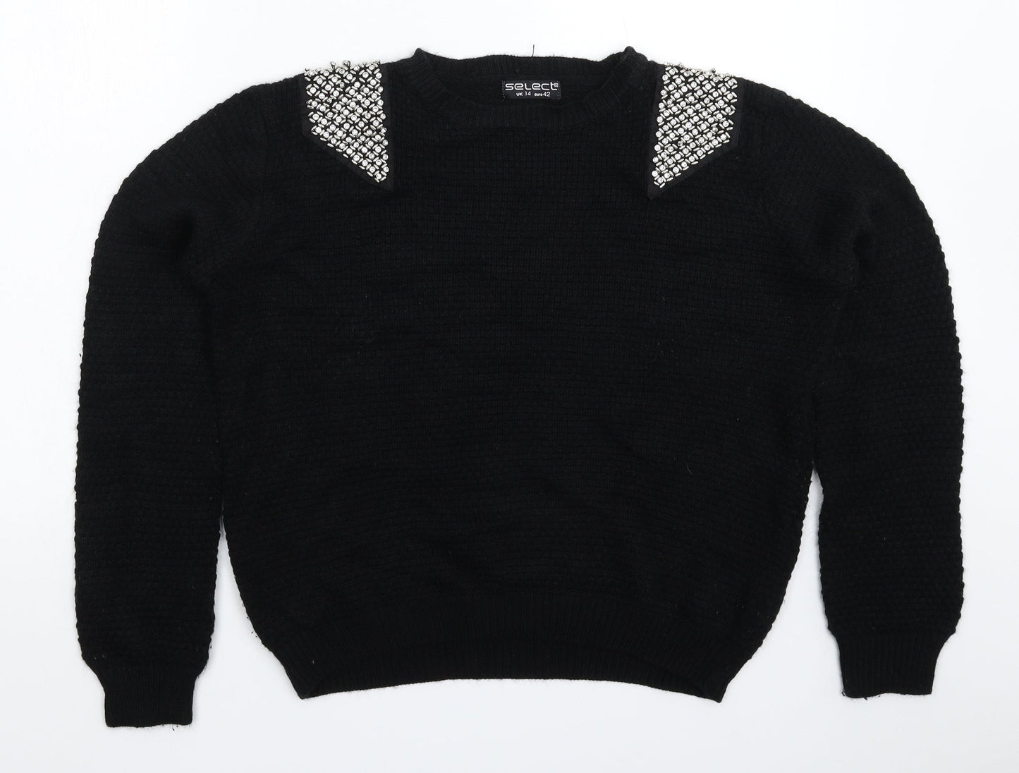 Select Womens Black  Knit Pullover Jumper Size 14