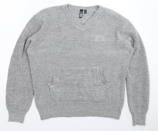 Spider Womens Grey  Knit Pullover Jumper Size XL