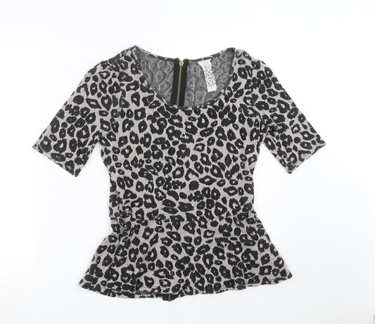 NEXT Womens Black Animal Print Knit Pullover Jumper Size 10
