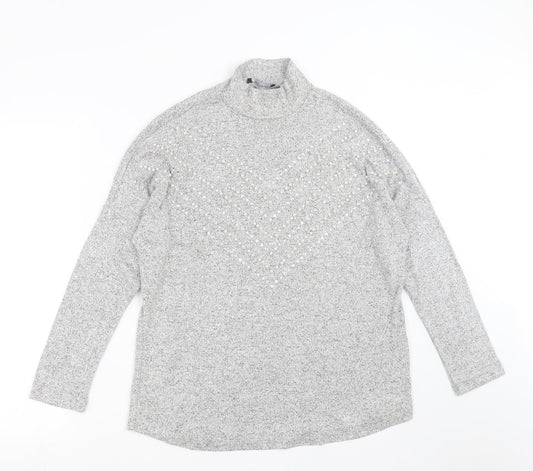 Select Womens Grey  Knit Pullover Jumper Size S  - beaded
