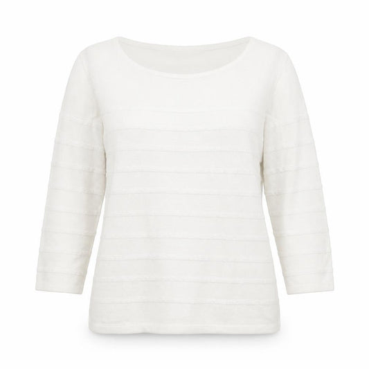 M&Co Womens White Striped Knit Pullover Jumper Size 14