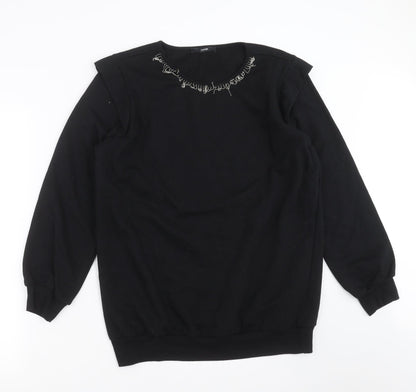 George Womens Black   Pullover Sweatshirt Size M  - beaded detail