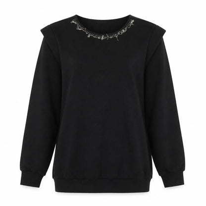 George Womens Black   Pullover Sweatshirt Size M  - beaded detail