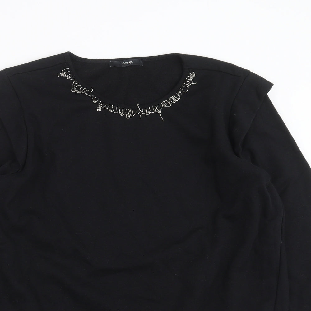 George Womens Black   Pullover Sweatshirt Size M  - beaded detail