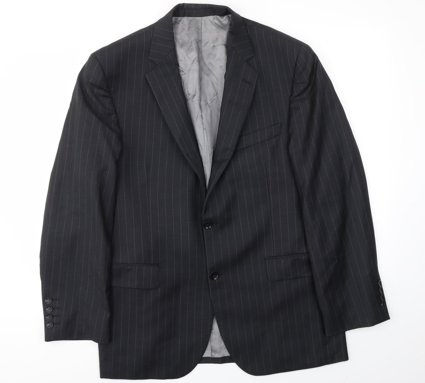 OUSTIN REED Mens Black Striped  Jacket Blazer Size 40