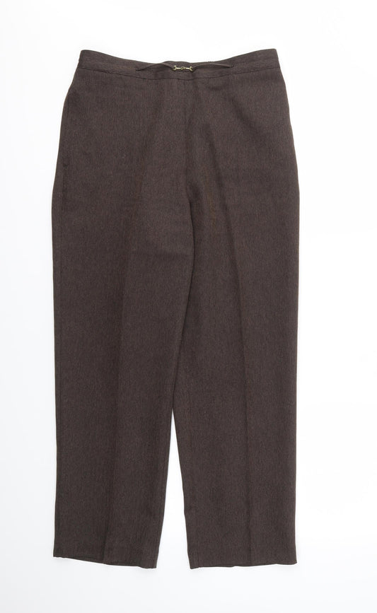 BHS Womens Brown   Trousers  Size 12 L26 in - stretch waistband