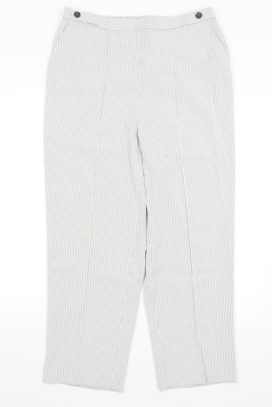 BM, Womens White Striped  Trousers  Size 16 L27 in