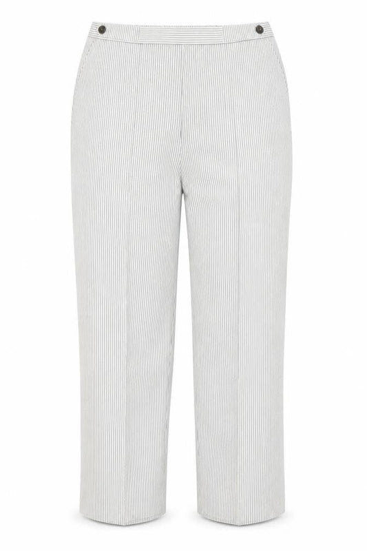 BM, Womens White Striped  Trousers  Size 16 L27 in