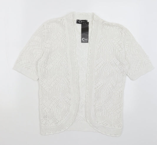 CHIC Womens White   Cardigan Jumper Size S