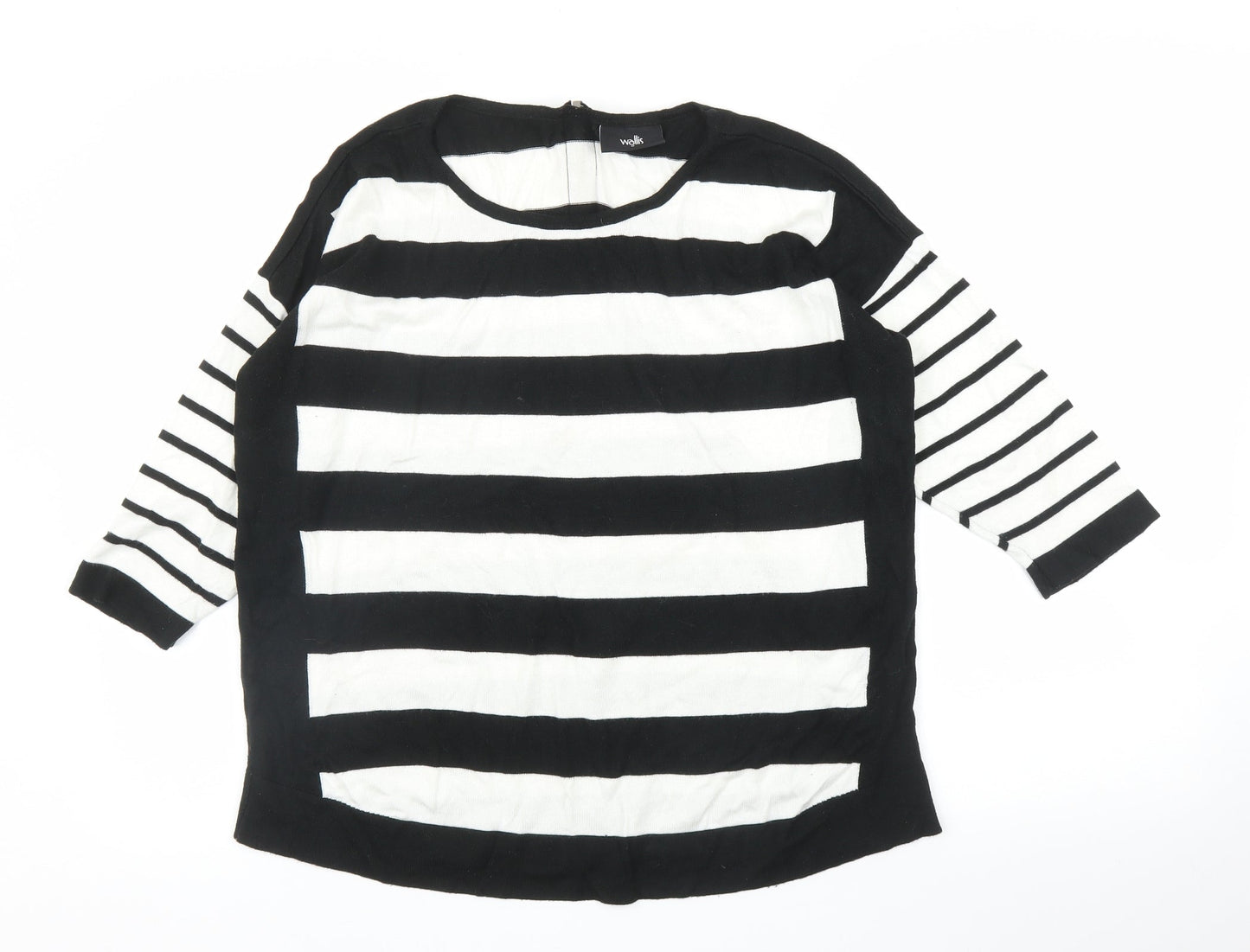 Wallis Womens Black Striped  Pullover Jumper Size M
