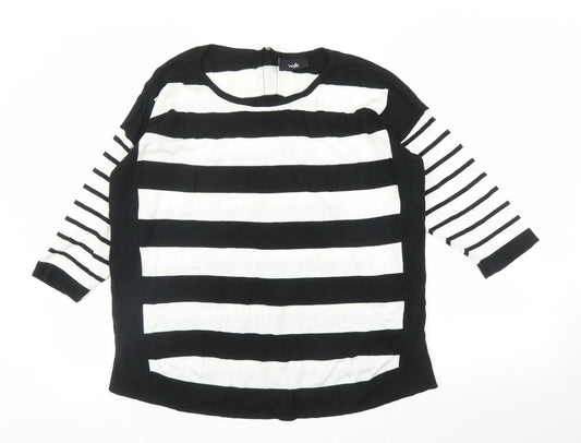 Wallis Womens Black Striped  Pullover Jumper Size M