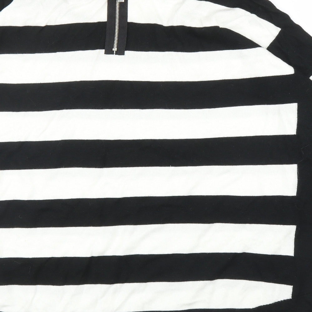 Wallis Womens Black Striped  Pullover Jumper Size M