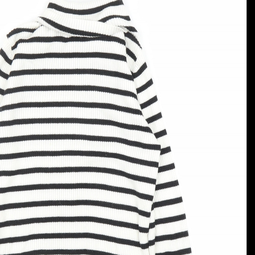 H&M Girls White Striped  Pullover Jumper Size 9 Years