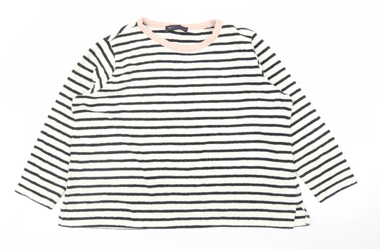 M&S Womens White Striped  Pullover Jumper Size 18