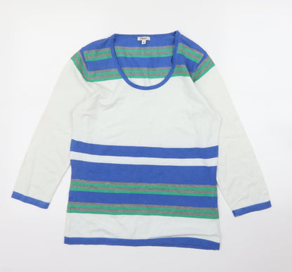 Preloved I/Text Womens White Striped  Pullover Jumper Size S - Front
