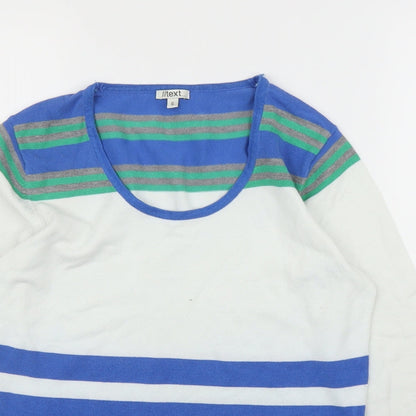 Preloved I/Text Womens White Striped  Pullover Jumper Size S - Detail