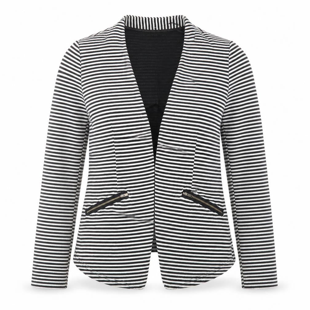 Papaya Womens Black Striped  Jacket Blazer Size 8