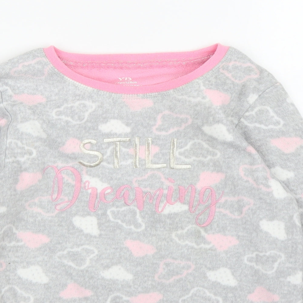 Primark Girls Grey  Fleece Pullover Jumper Size 7 Years  - PJ top