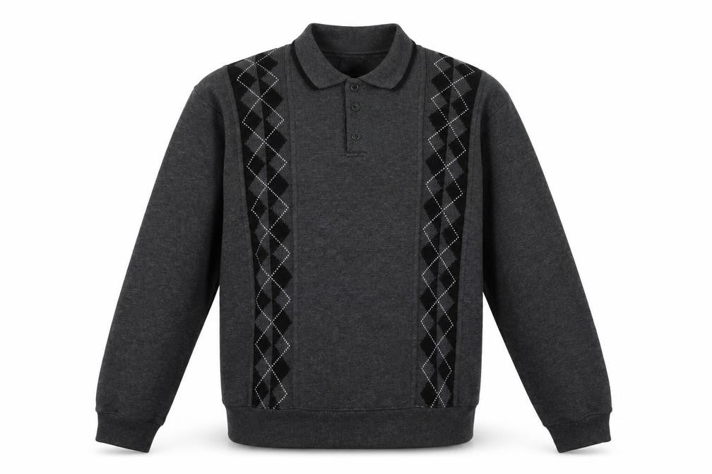For Men  Mens Grey Geometric   Polo Size M