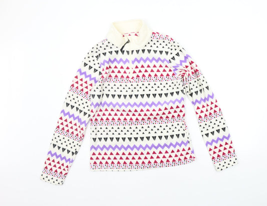 Winter Adventures Womens White Geometric  Pullover Jumper Size S