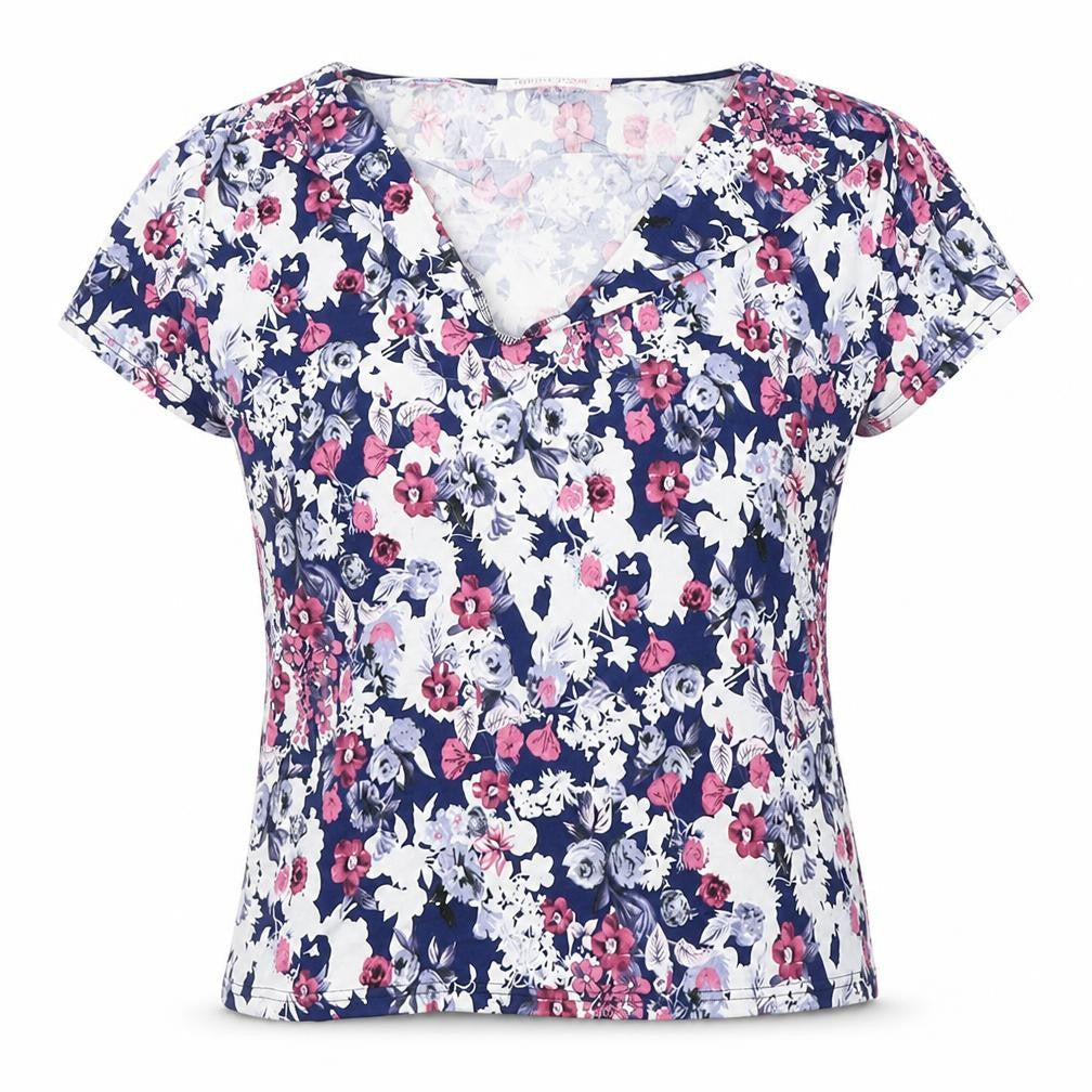 Roseanna Womens Blue Floral  Basic T-Shirt Size M