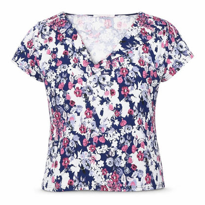 Roseanna Womens Blue Floral  Basic T-Shirt Size M