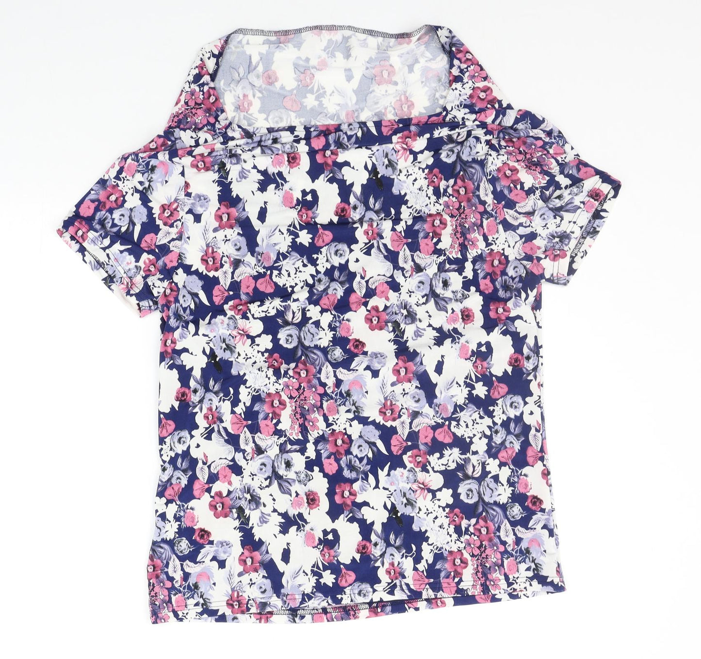 Roseanna Womens Blue Floral  Basic T-Shirt Size M