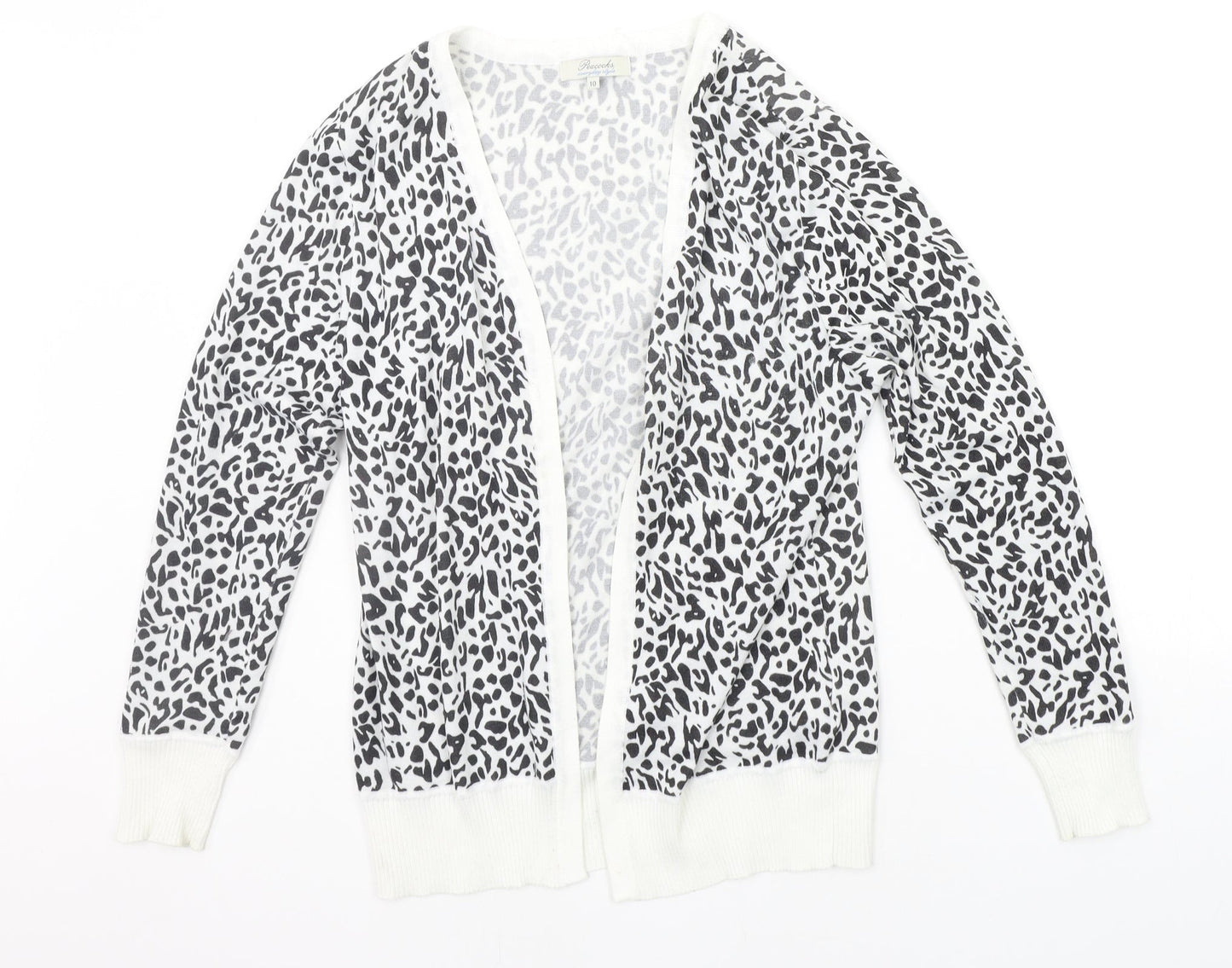 Peacocks Womens White Geometric  Cardigan Jumper Size 10