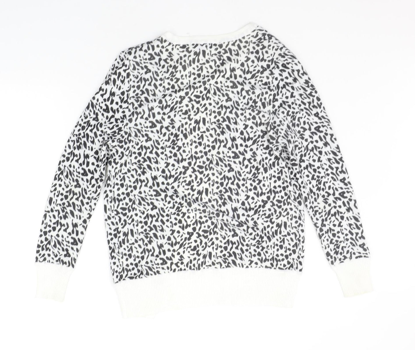 Peacocks Womens White Geometric  Cardigan Jumper Size 10