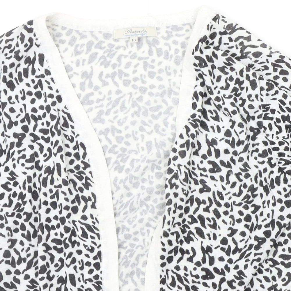 Peacocks Womens White Geometric  Cardigan Jumper Size 10