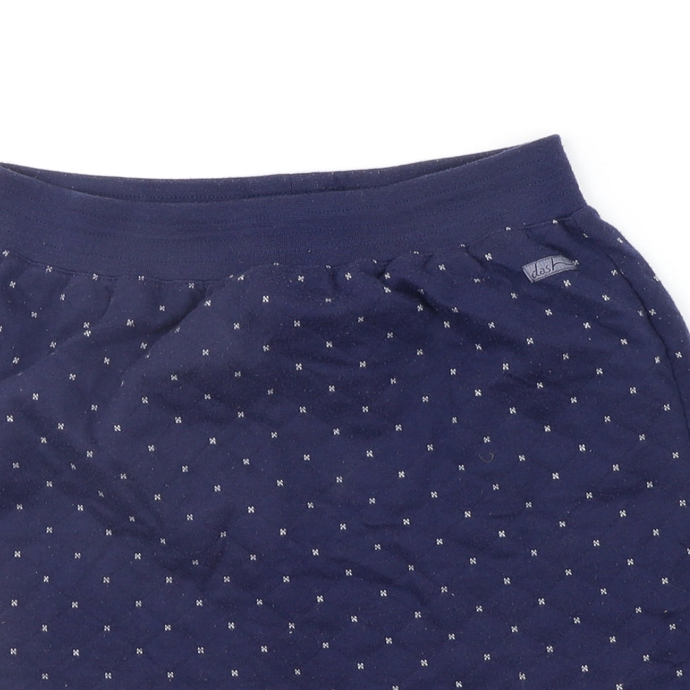 DASH Womens Blue Geometric  A-Line Skirt Size L