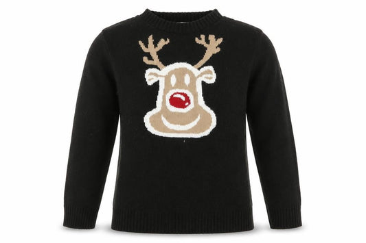 Dazzling Womens Black   Pullover Jumper Size M  - christmas reindeer rudolph