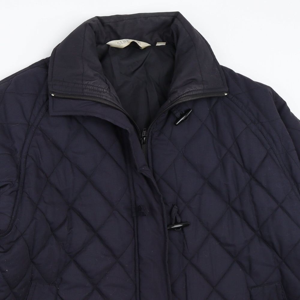 Sensations Womens Blue   Quilted Coat Size 12