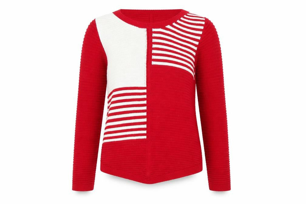 envy us Womens Red Striped  Pullover Jumper Size M