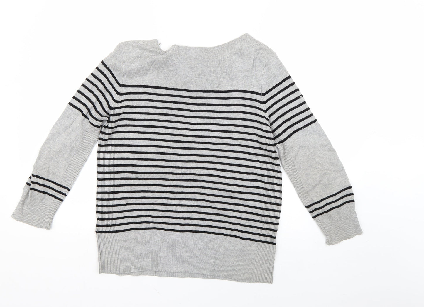 Debenhams Womens Grey Striped  Pullover Jumper Size 12