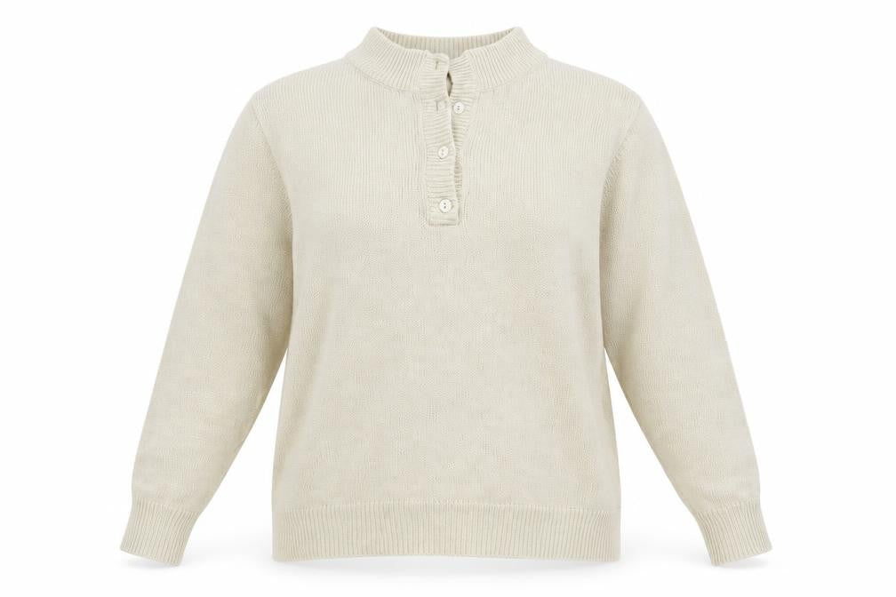Damart Womens Beige  Knit Henley Jumper Size M