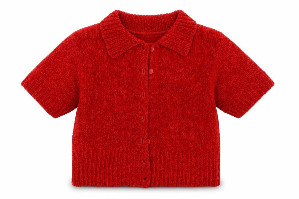 C&A Girls Red  Knit Cardigan Jumper Size 14 Years