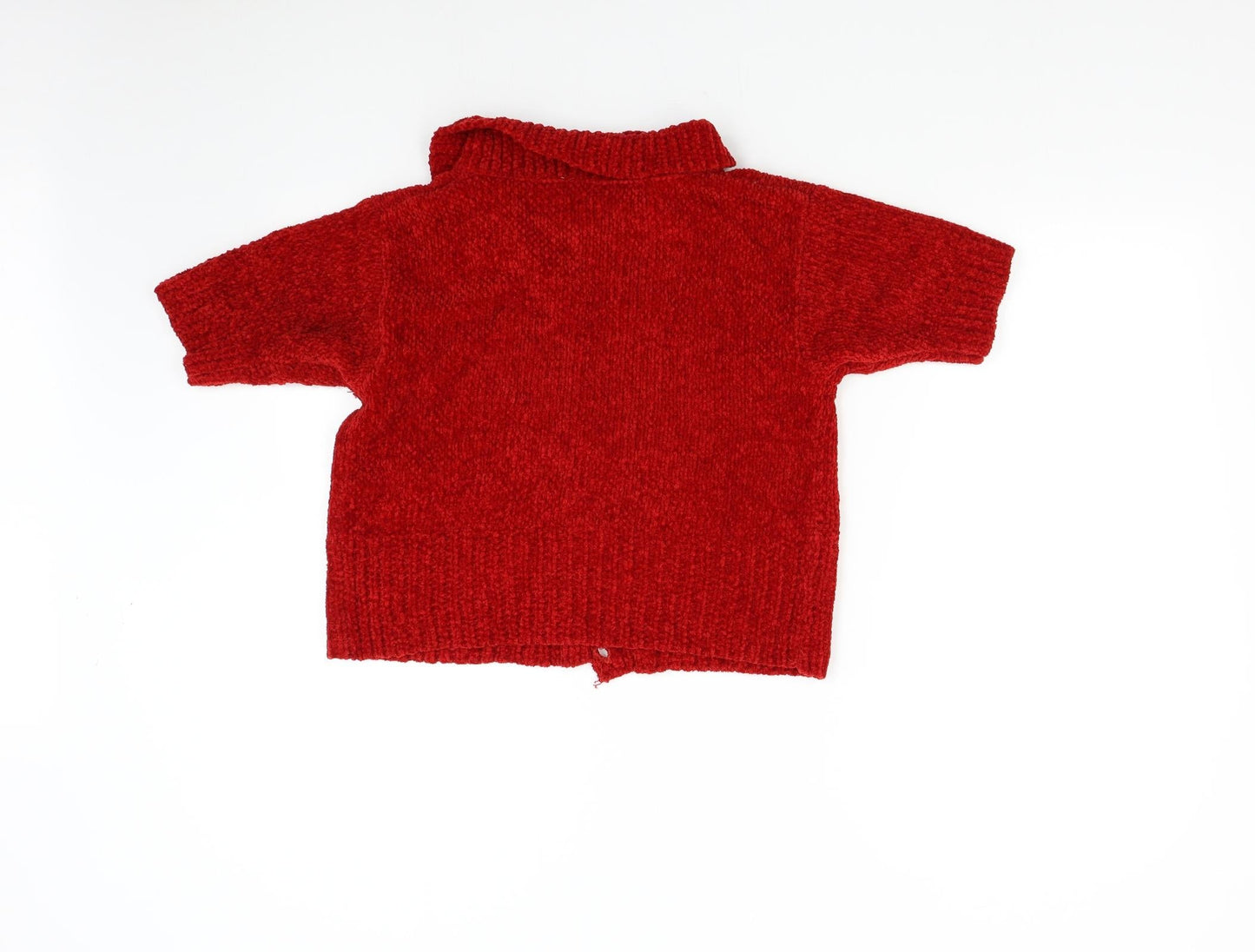 C&A Girls Red  Knit Cardigan Jumper Size 14 Years