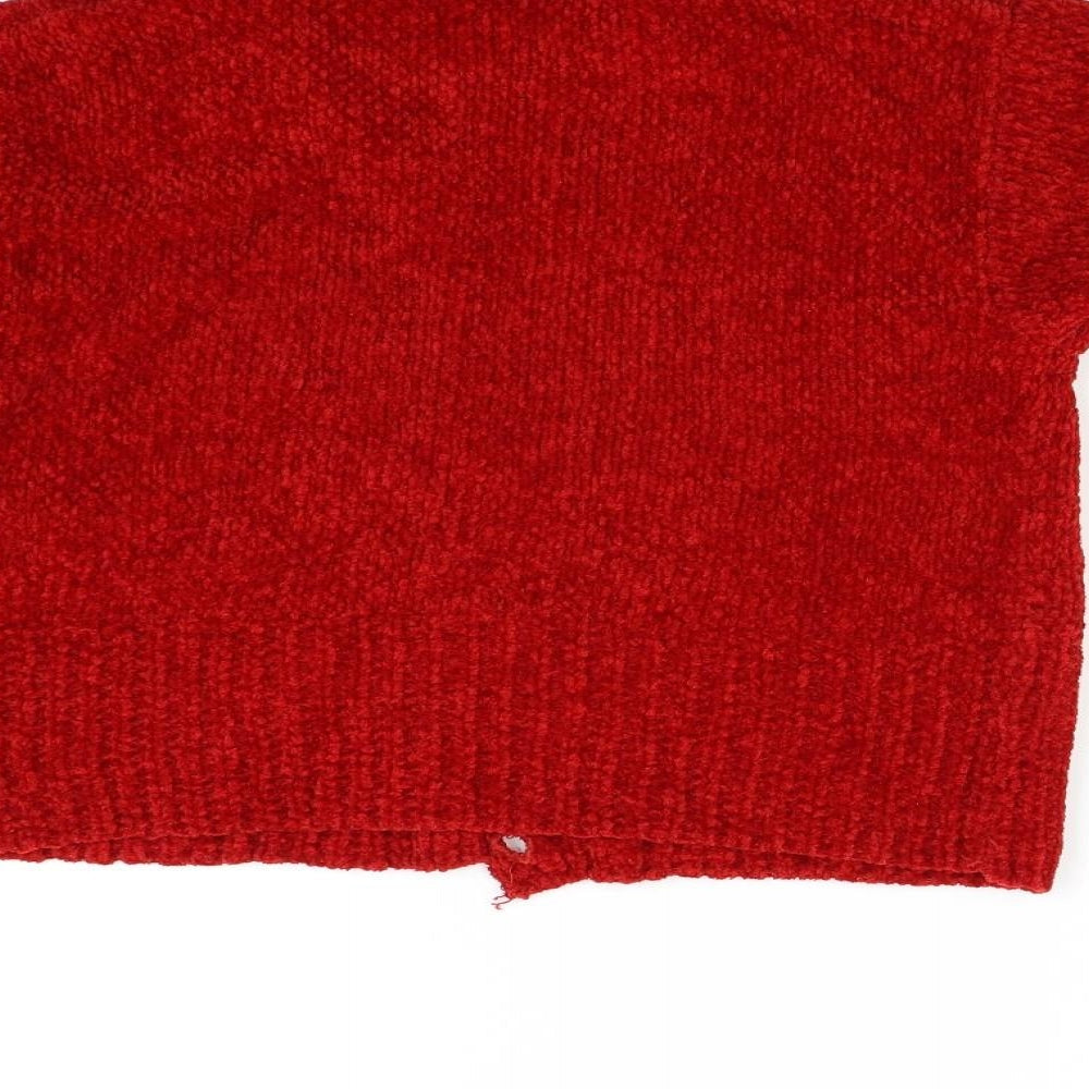 C&A Girls Red  Knit Cardigan Jumper Size 14 Years