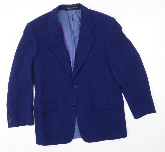 M&S Womens Blue   Overcoat Coat Size M