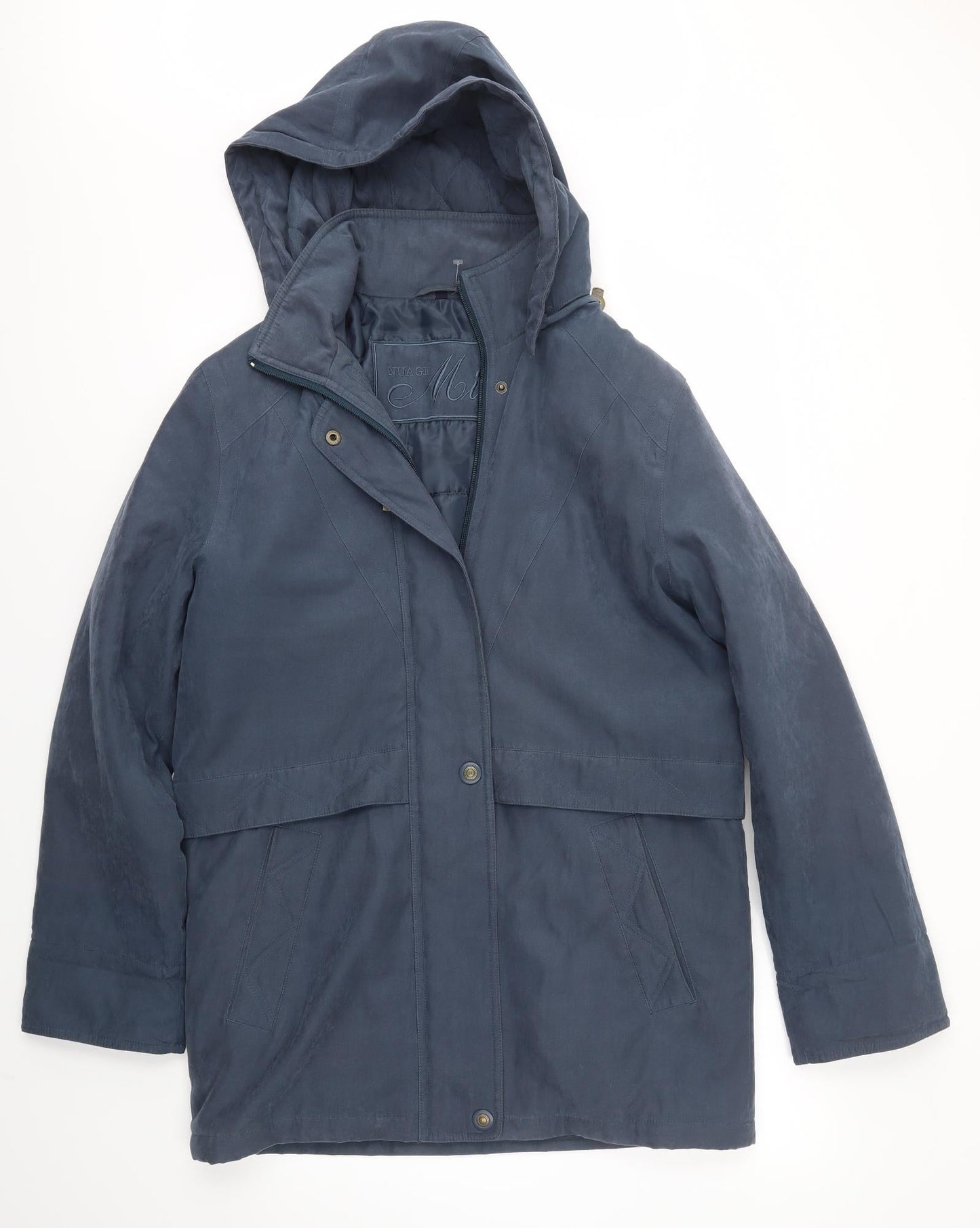 NUAGE MICRO Womens Blue   Overcoat Coat Size 10