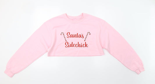 Pretty Little Thing Womens Pink   Pullover Sweatshirt Size S  - Xmas Santa
