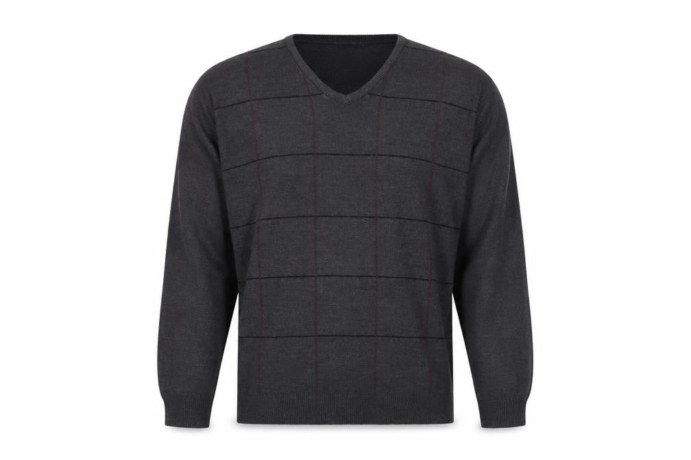 Simon Taylor Mens Grey Check  Pullover Jumper Size L