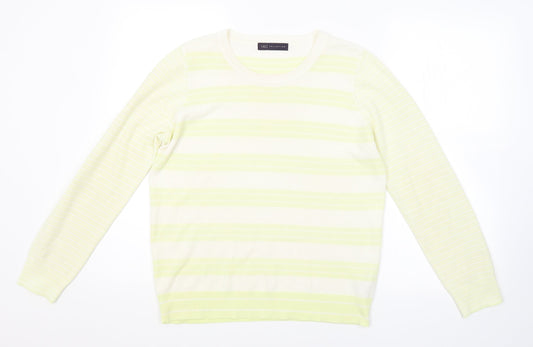 M&S Womens Yellow Striped  Pullover Jumper Size 12