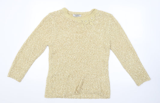 ALEXARA Womens Gold   Pullover Jumper Size L