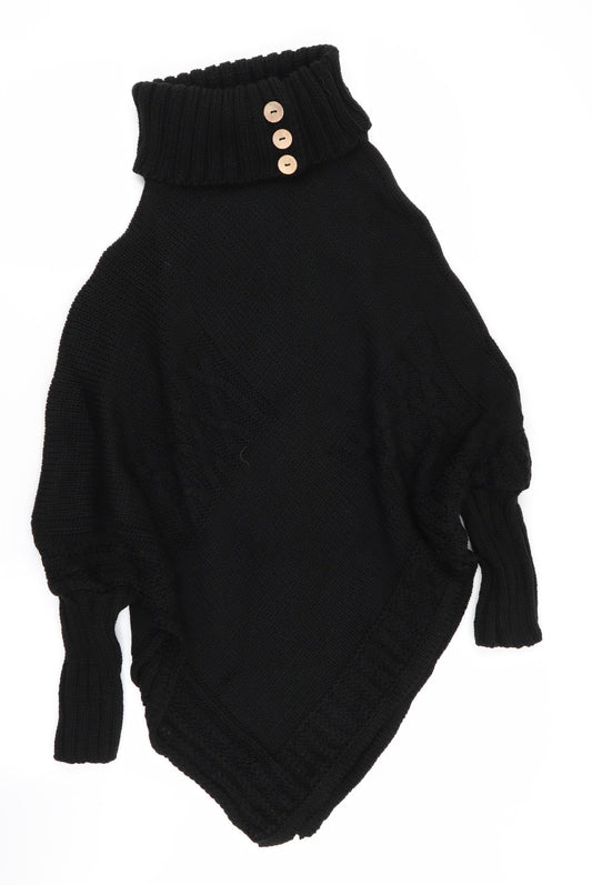Preworn Womens Black   Pullover Jumper   - Batwing Sleeve - side splits