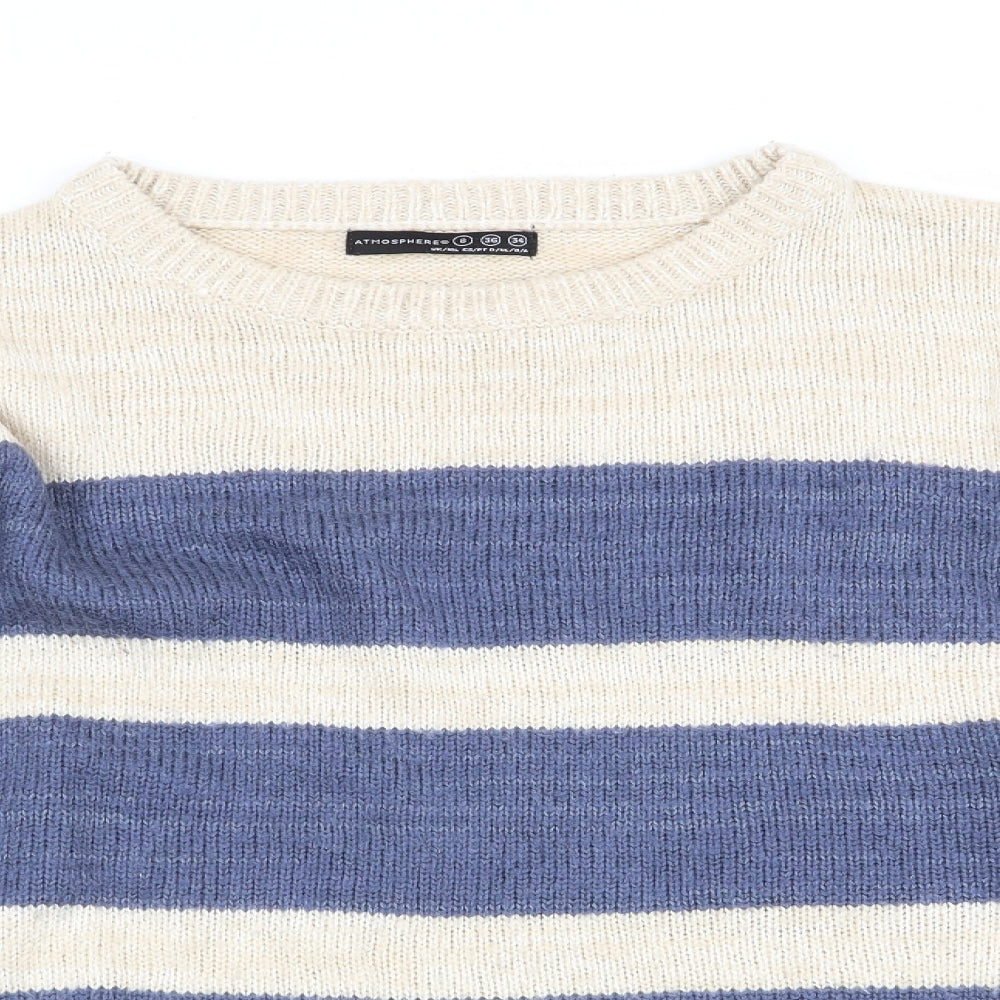 Atmo# Womens Blue Striped  Pullover Jumper Size 8